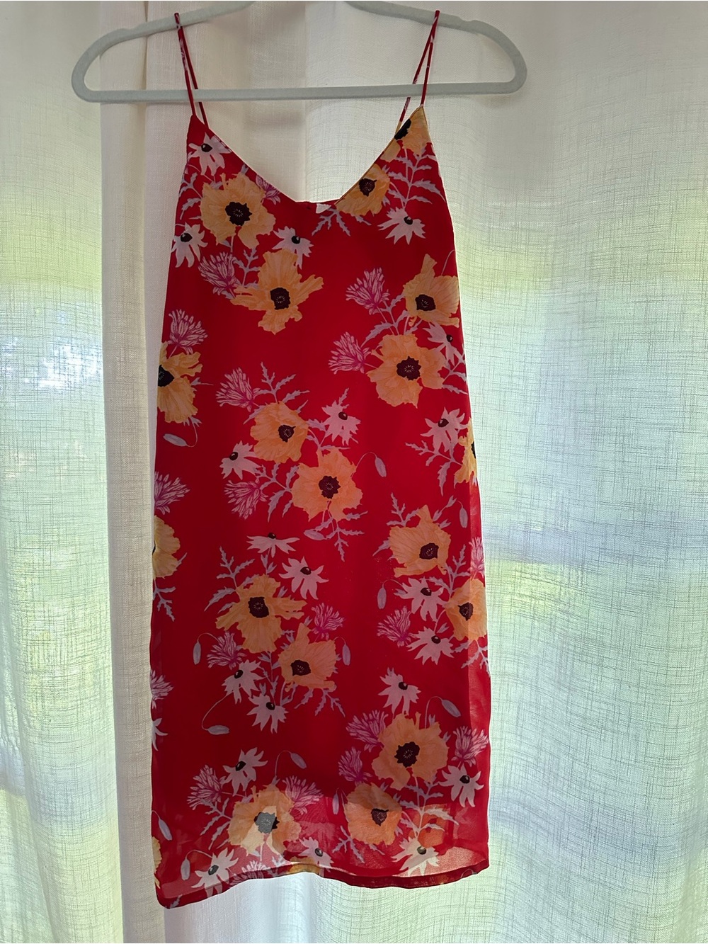 H&M Red Floral Slip Dress with Yellow and Pink Blooms